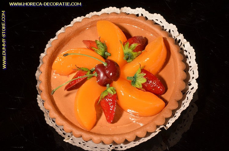 Flan, Pfirsich - Ø 15 cm, H: 6 cm - Kuchenattrappe