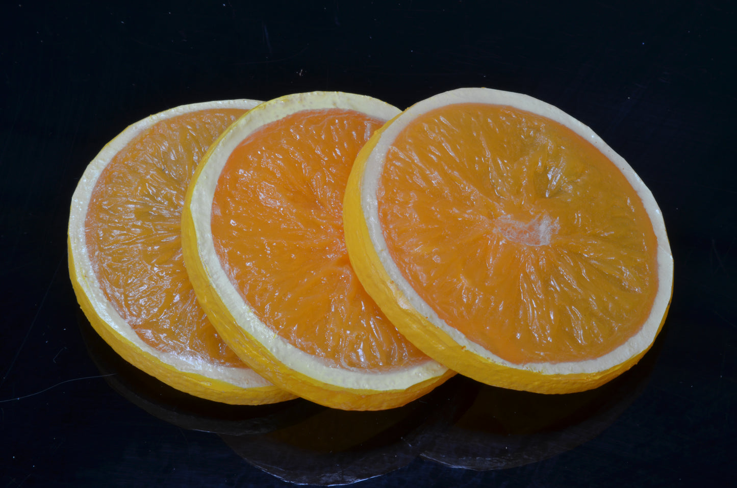 Orangenscheiben, 3 Stück - 8x1 cm sehr schön - Attrappe