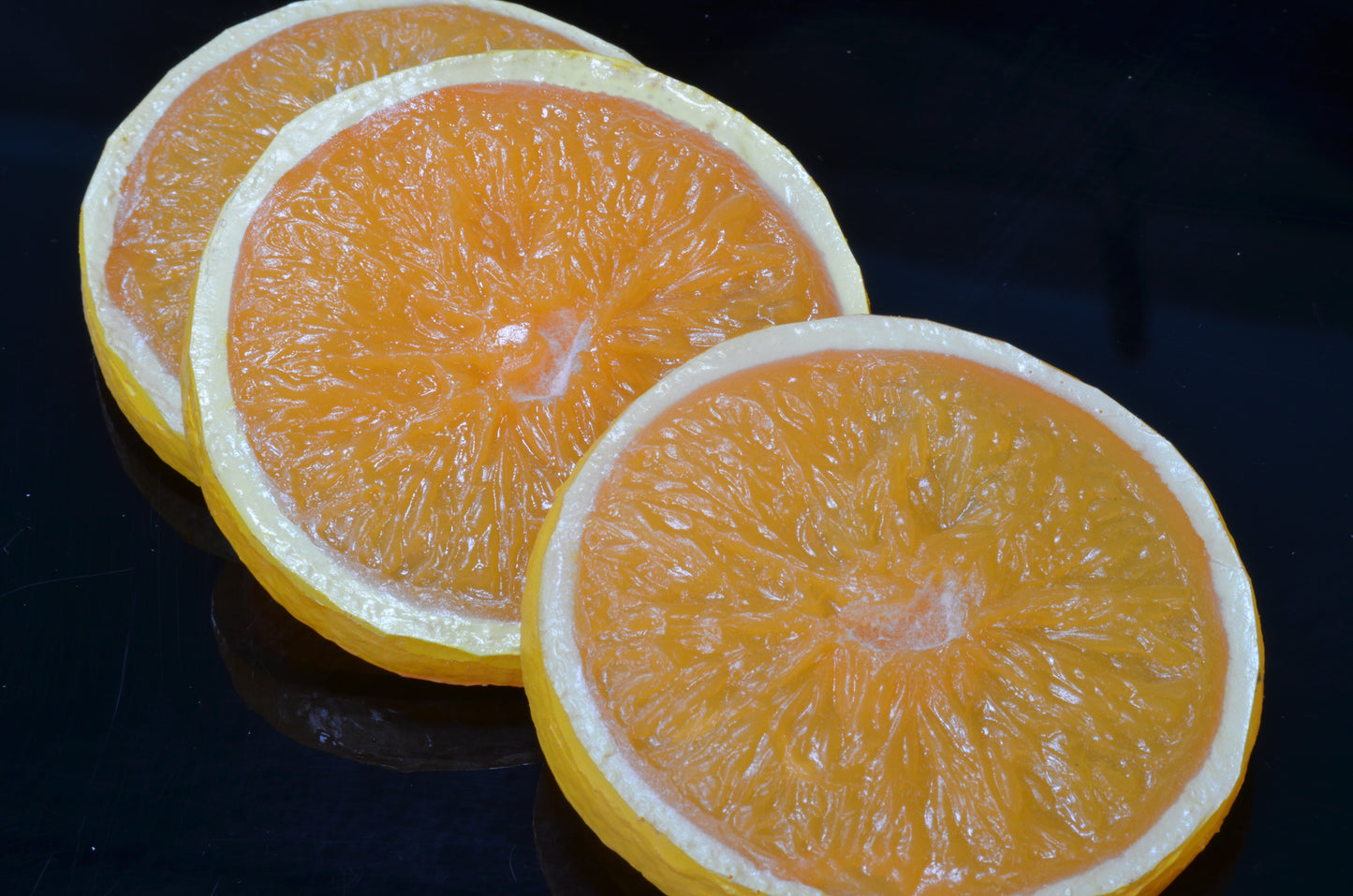 Orangenscheiben, 3 Stück - 8x1 cm sehr schön - Attrappe