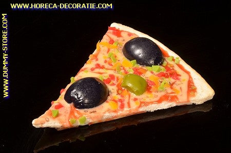 Pizza, Scheibe, Olivengrün und Schwarz - Attrappe (11x9 cm)