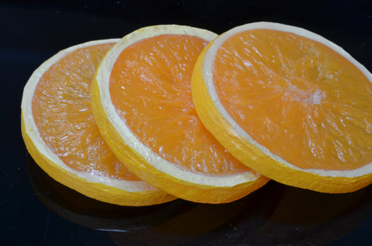 Orangenscheiben, 3 Stück - 8x1 cm sehr schön - Attrappe