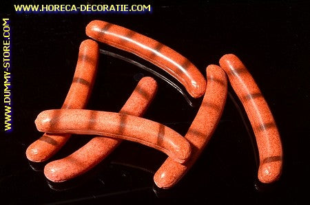 Bratwurst, gegrillt, 6 Stück - 25x165 mm - Fleischattrappe