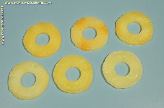 Ananasscheiben, 6 Stück - Ø 80 mm - Fruchtattrappe