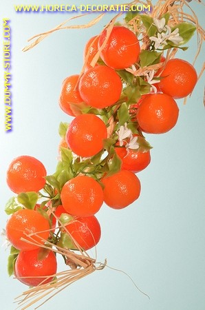 Orangen, große Schnur, 20 Stück (Dekoration) L: 50 cm Attrappe
