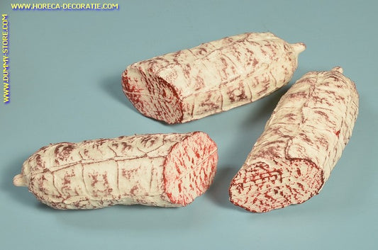 Salami, weiß, 3x Endstück - 50x130 mm - Fleischattrappe