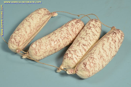 Salami, weiß, klein, 4 Stück - L: 11 cm - Attrappe